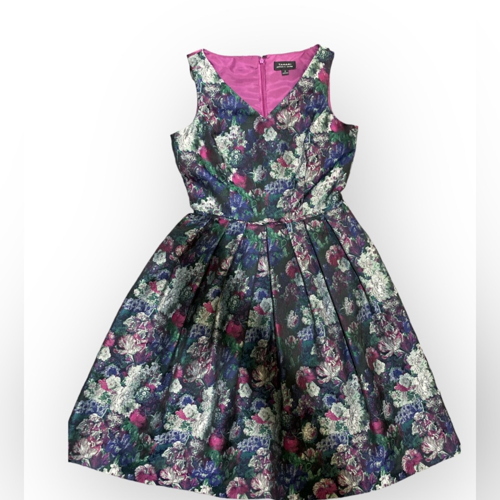 Tahari fit and flare dress jacquard floral
